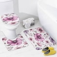 thumbnail image 4 of 4Pcs Shower Curtain Sets with Rugs Shower Curtain Set with Curtain Rug Toilet Cover And U Shaped Mat Vintage Peonies Durable And Waterproof Farmhouse Purple Flower for Bathtub Decor, 4 of 8