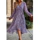 thumbnail image 4 of Vestido PRETTYGARDEN cruzado con escote en V, estampado floral, azul marino, talla grande, 4 of 5