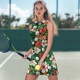 thumbnail image 2 of Yuyamidu Hawaiian Flowers Tennis Golf Dress Size M with Built in Shorts and Pockets Plumeria Womens Sleeveless Athletic Tennis Golf Dress Zip Up Sports Activewear Dresses, 2 of 7