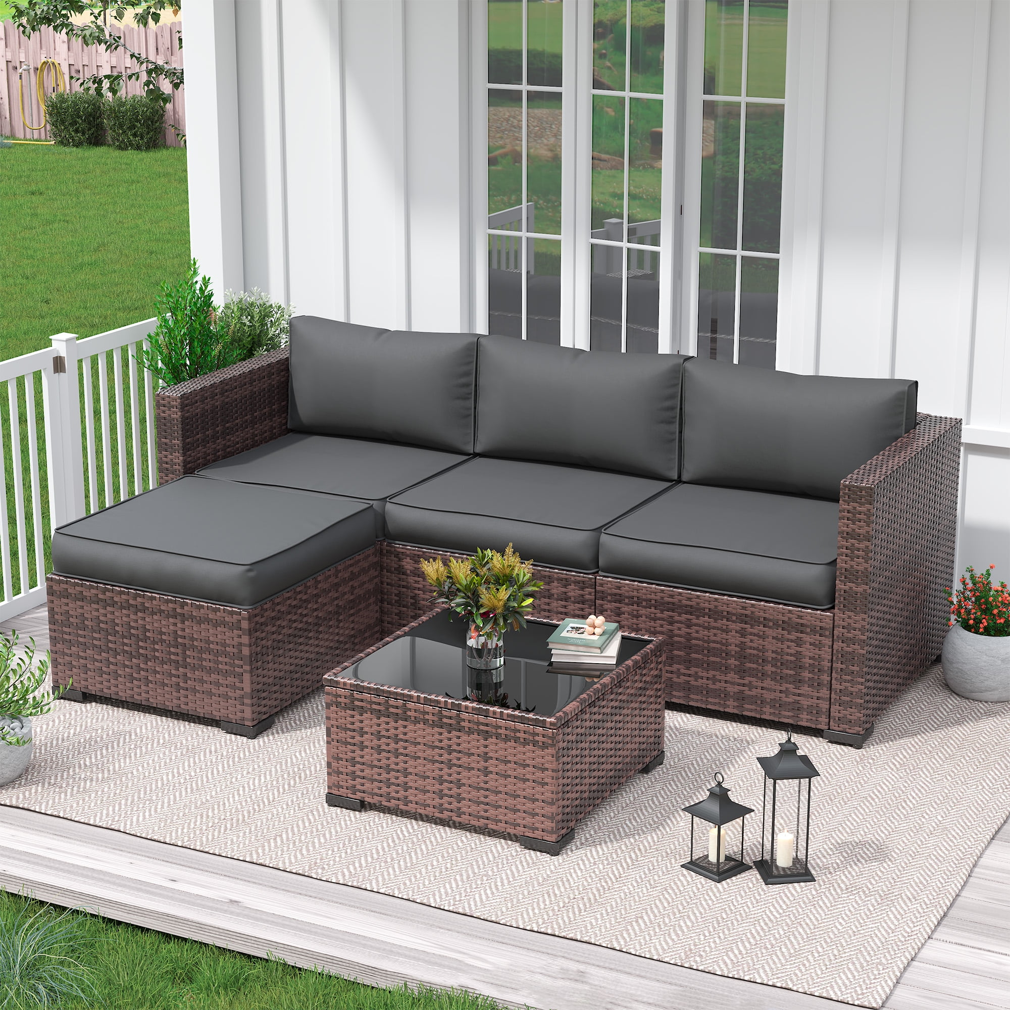 MRUAKA Outdoor Cushions for Patio Furniture, 7-Piece Replacement Cushions for Outdoor Furniture, Water-Resistant Patio Cushions, Outdoor Couch Cushions for 4-Seat Outdoor Sectional Sofa (Grey)