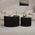 thumbnail image 3 of Round Wood Coffee Table Set of 2 Modern Circle Nesting Coffee Table Handcrafted Drum Nesting Table Nesting Coffee Tables for Living Room for Small Space (Black (D18.9+D14.8 inch)), 3 of 7