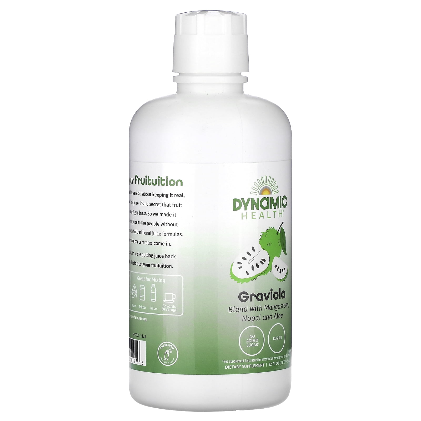 Dynamic Health Graviola Blend | Juice Formulated with 100% Organic Graviola, Mangosteen, Aloe Vera & Nopal | Vegetarian, No Gluten or BPA | 32oz