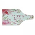 thumbnail image 1 of Country Cutting Board, Abstract Farm Style Image of Watercolor Flowers Leaves Frame Like Image, Tempered Glass Cutting and Serving Board, Wine Bottle Shape, Pale Pink and Green, by Ambesonne, 1 of 1