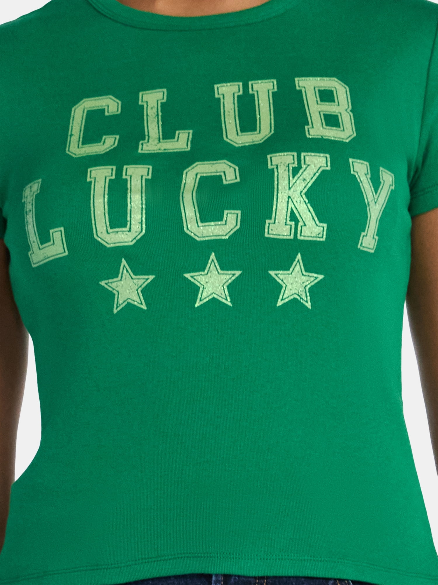 St. Patrick's Day Club Lucky Women’s Graphic Tee with Short Sleeves, Sizes XXS-XXL