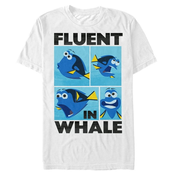 Men's Finding Dory Fluent in Whale  Graphic Tee White Medium