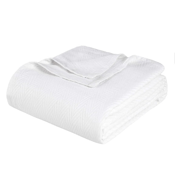 Superior Metro Chevron All-Season Cotton Blanket, King Size, White