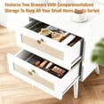 thumbnail image 4 of Nightstands Set of 2 with Charging Station, Modern Boho Rattan Bedside Tables with 2 Drawers, Solid Wood Legs, Open Storage End Tables for Bedroom Living Room Dorm – White, 4 of 5