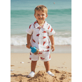 thumbnail image 6 of BemeyourBBs Toddler Baby Boy Summer Clothes Baby Boy Cotton 2 Piece Outfit Dinosaur Bus Lobster Print Short Sleeve Button Down Shirt with Elastic Waist Shorts Set Toddler Boys Summer Outfit, 6 of 9