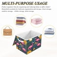 thumbnail image 6 of Yayeee Collapsible Cube Storage Bin with Lid Fabric Closet Decorative Basket with Handles, Yellow Floral Flamingo, 6 of 7