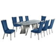 thumbnail image 1 of Clear Glass 9pc Dining Set with Silver Stainless Steel and 8 Chairs, 1 of 4