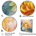 thumbnail image 3 of Designart "Contemporary Azure And Lemon Chrysanthemums" Chrysanthemums Floater Framed Wall Art Living Room, 3 of 5