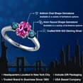 thumbnail image 2 of Gem Stone King 2.19 Ct Oval Pink Created Sapphire Blue Diamond 925 Sterling Silver Ring, 2 of 6