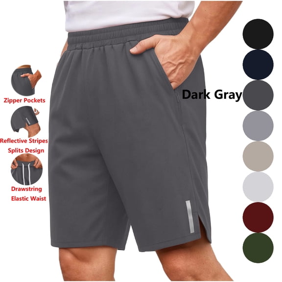 LONKITO Mens Shorts Athletic Gym Running Shorts with Zipper Pockets Drawstring Elastic Waist Summer Clothes for Home Casual Beach