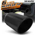 thumbnail image 2 of M-AUTO 5"Inlet 6"Outlet Stainless Steel 15"Exhaust Muffler Tip Straight-Through Round Diagonal Cut Black Roll Tip, 2 of 10