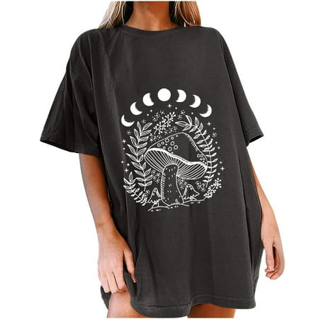 

Corset Top Long Sleeve Workout Tops for Women Women s Vintage Gothic Sun and Moon Print Pattern Drop Sleeves Summer Short Sleeve Tops Blouse Valentines Shirts for Women Gray XL