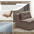 thumbnail image 4 of QuzyAor 80" Foldable Sleeper Sofa Chaise Lounge, Corduroy Floor Couch w/ Blanket & 3 Pillows, No Assembly Required for Living Room, Brown, 4 of 10