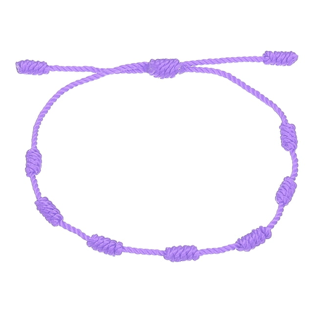 Pulsera Uxcell 7 Nudos, Pulsera de Protección de Cordón Ajustable Hecha a Mano de Buena Suerte Trenzada para Regalo de Mujeres y Hombres, Púrpura