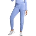 thumbnail image 3 of Cherokee Infinity Women's Scrub Pull-on Scrub Jogger Pants, Mid Rise Bottoms with 4 Pocket with Interior Drawstring Plus Size IN122A, 2XL, Ciel, 3 of 7