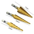 thumbnail image 4 of Willstar 3PCS Step Drill Bit Set, High Speed Steel Titanium Coated Cobalt Steps, Cone Drilling Bits, 4 of 9