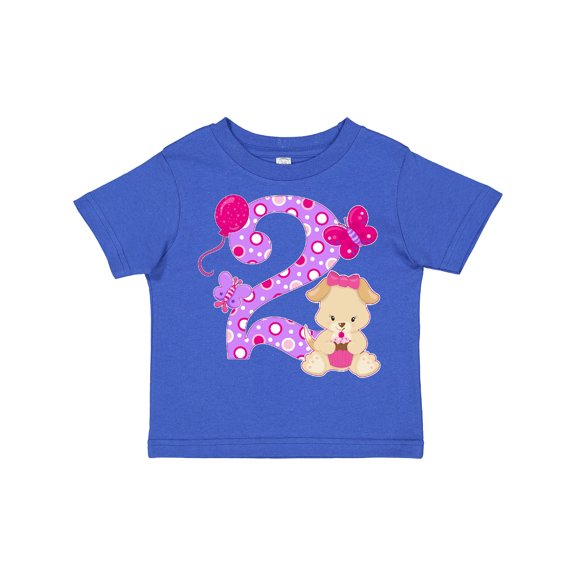 Inktastic Second Birthday with Cute Puppy and Butterflies Boys or Girls Toddler T-Shirt