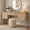 Oak, variant on Vanity Desk with 5 Drawers, Home Office Desk with Charging Station, No Mirror, Makeup Vanity Dressing Table with Rear Cabinet Storage, Door, Open Shelf for Bedroom, Oak