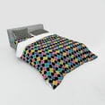 thumbnail image 3 of Geometric Duvet Cover Set, Abstract Design of Interlinked Ogee Pattern with Bold White Borders Shaded Effect, Bedding Set with Shams and Fitted Sheet, 3 Sizes, by Ambesonne, 3 of 3