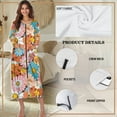 thumbnail image 6 of Yuyamidu Hippie Flower Long Sleeve Bathrobe for Women Lightweight Zippered Robes Floral Long Sleeve Bath Robe Loose Housecoat Nightgown Size XL Mid-Length Sleepdress, 6 of 7
