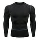 thumbnail image 1 of Camisetas deportivas Prolriy para hombre, de manga larga, para fitness, correr, gimnasio, musculación, compresión, color negro, talla XL, 1 of 2