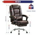 thumbnail image 3 of JONPONY Big and Tall Office Chair 500LBS Executive Office Chair Massage and Footrest Ergonomic Computer Desk Chair Reclining High Back Leather Office Chair Lumbar Back Support Swivel Rolling,Brown, 3 of 14