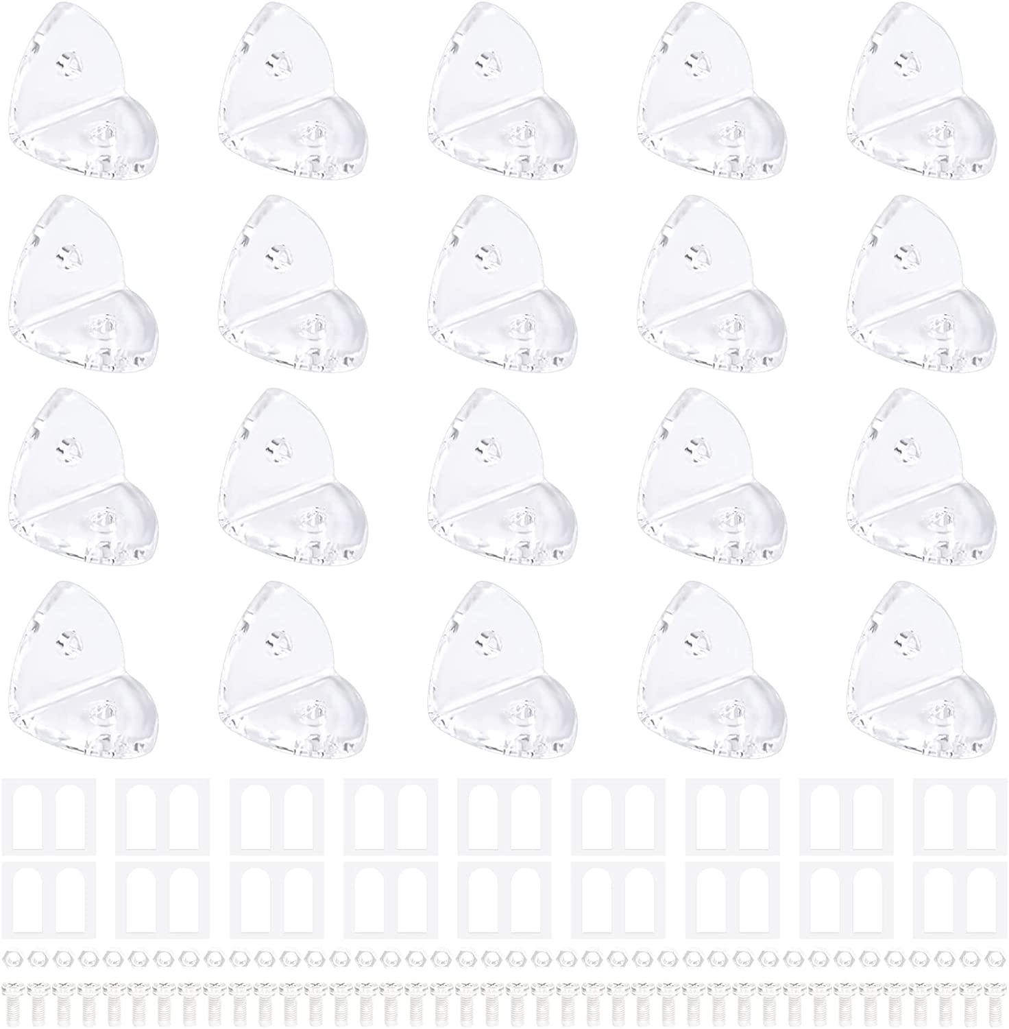 Acrylic L Brackets, 20Pcs Clear Right Angle Bracket, 90 Degree Support Shelf Corner Brace Right