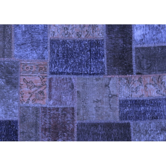 Ahgly Company Machine Washable Indoor Rectangle Patchwork Blue Transitional Area Rugs, 5' x 8'