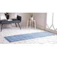 thumbnail image 2 of Unique Loom Outdoor Trellis Geometric Rug 2' x 8' Runner Blue/Ivory, 2 of 2