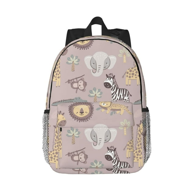 Lukts Safari Animals Pattern 15 Inch Student Backpack, Waterproof Laptop Backpack with Adjustable Shoulder Straps, Lightweight Travel, Campus Backpack, Unisex