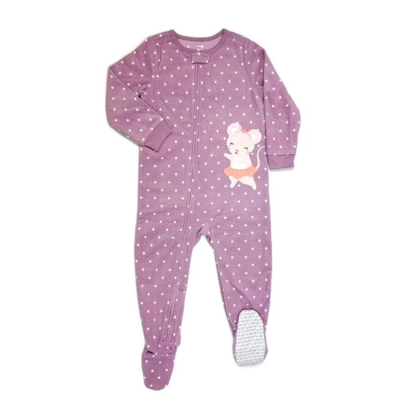 Carter's Toddler Girl's Purple Polka Dot Ballerina Mouse Fleece Pajama Sleeper, Size 4T