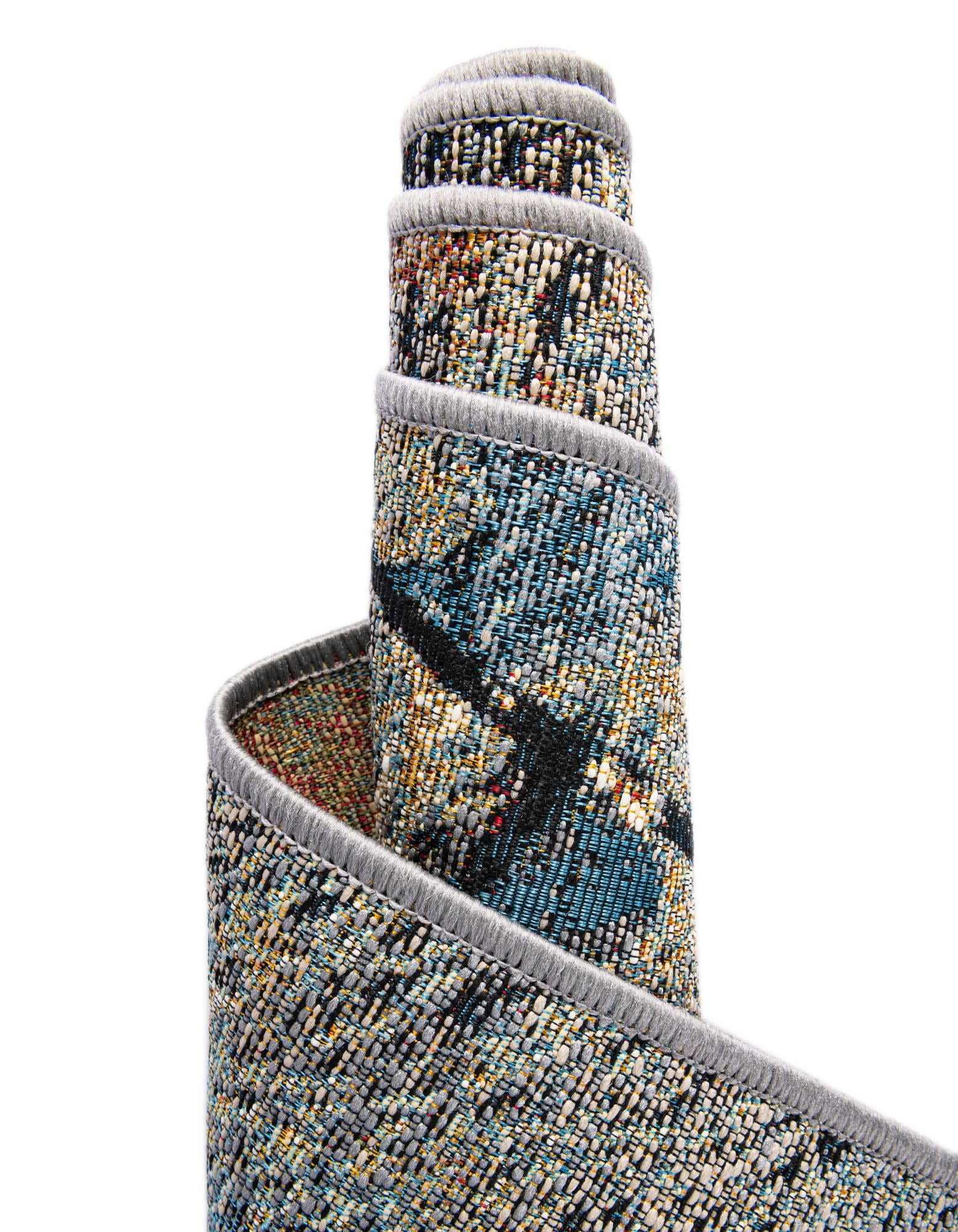 Unique Loom Outdoor Modern Collection Area Rug - Zephyr (5' 1" x 8' Rectangle Multi/Brown)