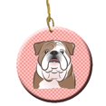 thumbnail image 1 of Checkerboard Pink English Bulldog Ceramic Ornament, 2.81 In., 1 of 1