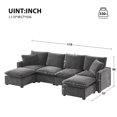 thumbnail image 4 of JONPONY 110*57" Modern U Shape Modular Sofa, 6 Seat Chenille Sectional Couch Set with 2 Pillows Included, Freely Combinable Indoor Funiture for Living Room, Apartment, Office, 2 Colors, 4 of 16