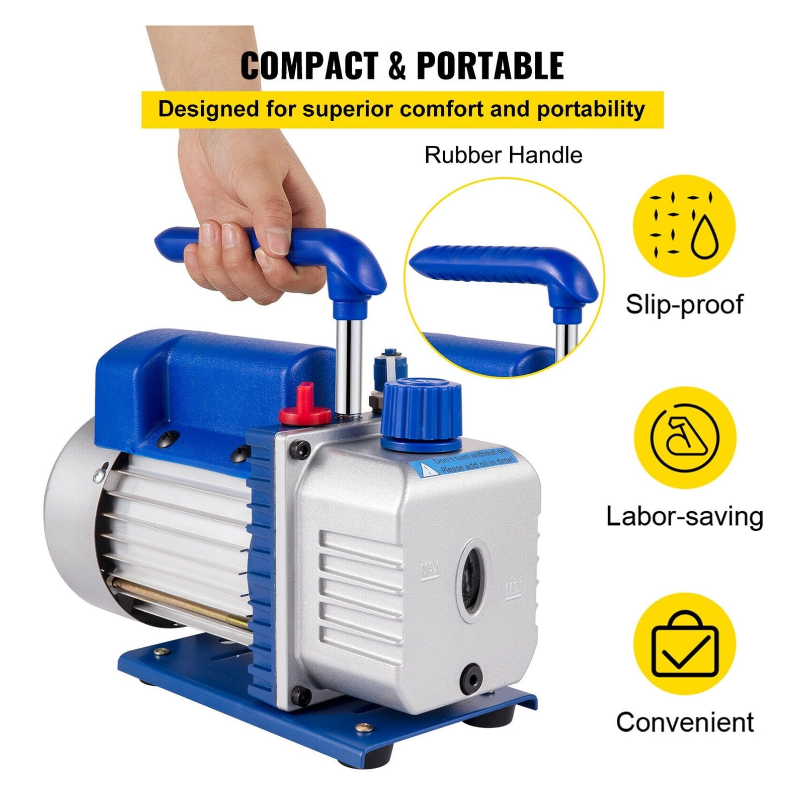 3CFM 1/3HP Refrigerant Rotary Vane Vacuum Pump A/C Vacuum Evacuation Pump Electric Air Vacuum Pump Cooling Systems ,Outstanding Oil Inlet System