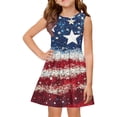 thumbnail image 2 of CCRFTGI 4th of July Girls Dress Size 10-12 Cute American Flag Stars A-Line Dress Party Patriotic Sleeveless Crew Neck Girls Clothes Summer Stylish Dresses Wine 12-13 Years, 2 of 8