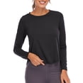 thumbnail image 2 of YouLoveIt Women's Yoga Shirts Long Sleeve Loose T-Shirt Blouse Tops Ladies Loose Tee Quick Dry Yoga Tops Round Neck Yoga Tops Workout Running Shirts, 2 of 7