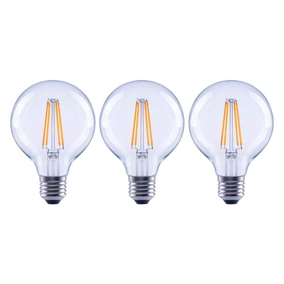 100-Watt Equivalent G25 Dimmable Globe Clear Glass Filament LED Vintage Edison Light Bulb Daylight (3-Pack)