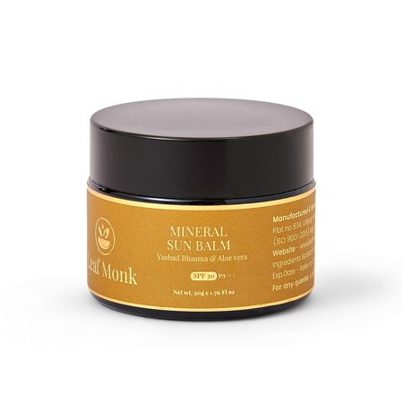 Leaf Monk Mineral Sun Balm - Ayurvedic Rosehip and Eucalyptus Oils - SPF 30 With UVA/UVB PA+++ Sunscreen | With Zinc Oxide And Vitamin E | For Sun Protection & Sun Skin Care - 50 GRAM