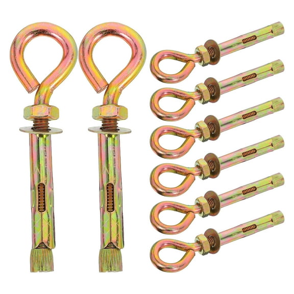 FRCOLOR 8pcs Expansion Screws with Closed Hooks M8x80mm Heavy Duty Anchor Bolts Concrete Eye Bolts for Wall Anchoring Carbon Steel Fasteners