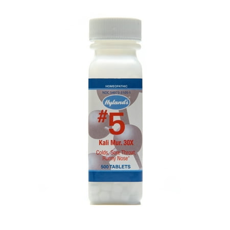 Hyland's Cell Salts #5 Kali Muriaticum 30X Tablets, Natural Relief of Colds, Sore Throat, Runny Nose, and Burns, 500