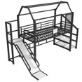 thumbnail image 5 of House Loft Bed with Slide and Stairs, Twin Loft Bed with Storage Shelves, Space-Saving Design, Noise-Free Metal Frame, for Modern Bedrooms, Black, 5 of 7
