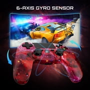 CHENGDAO Wireless Controller for P4/Slim/Pro/PC, 6-Axis Sensor, Dual Vibration, Red Universe