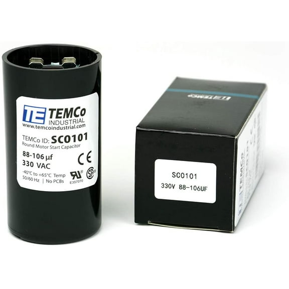 TEMCo 88-106 uF MFD CD60 Start Capacitor 330V AC Round | 50/60 Hz