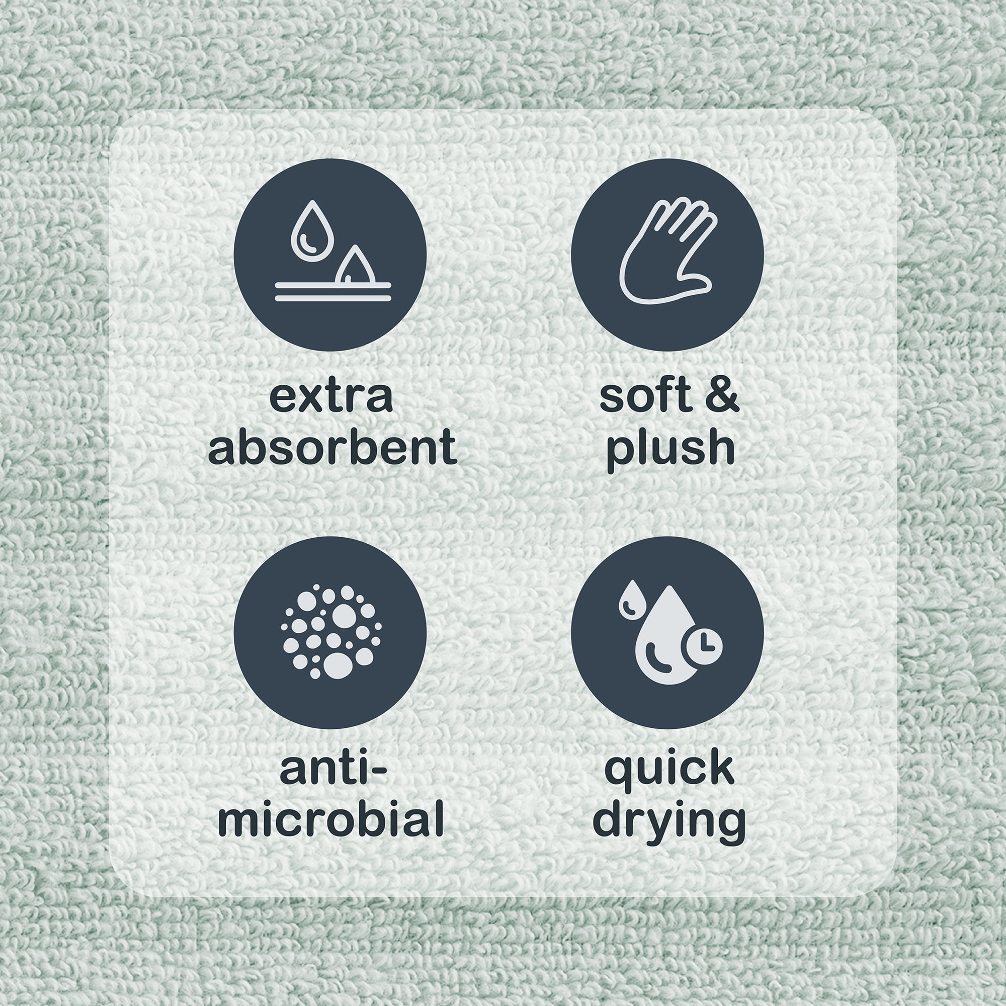 Mainstays Performance Cotton Bath Towel, Super Soft Quick Dry Fade Resistant, Textured Light Green