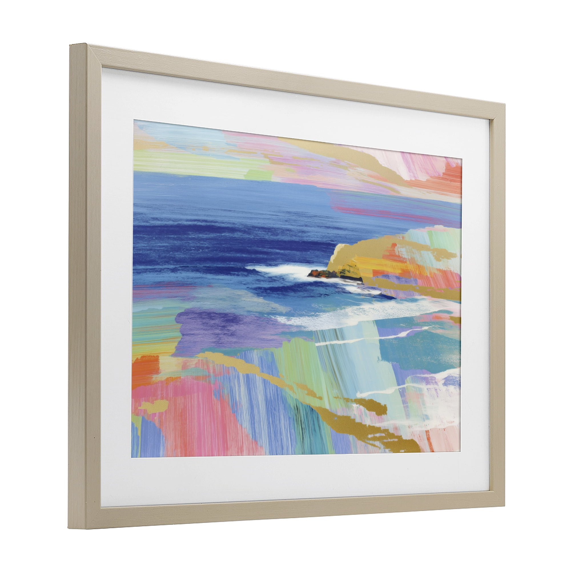 Stupell Industries Hawaii Coastline Abstraction Birch Framed Print Under Glass, design by Chromatic Storm Studio