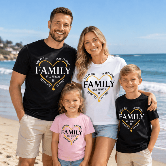 Family Matching Shirts, Family Will Always Be Connected By Heart Tee, Family Reunion Outfit, Matching Family Vacation Shirts
